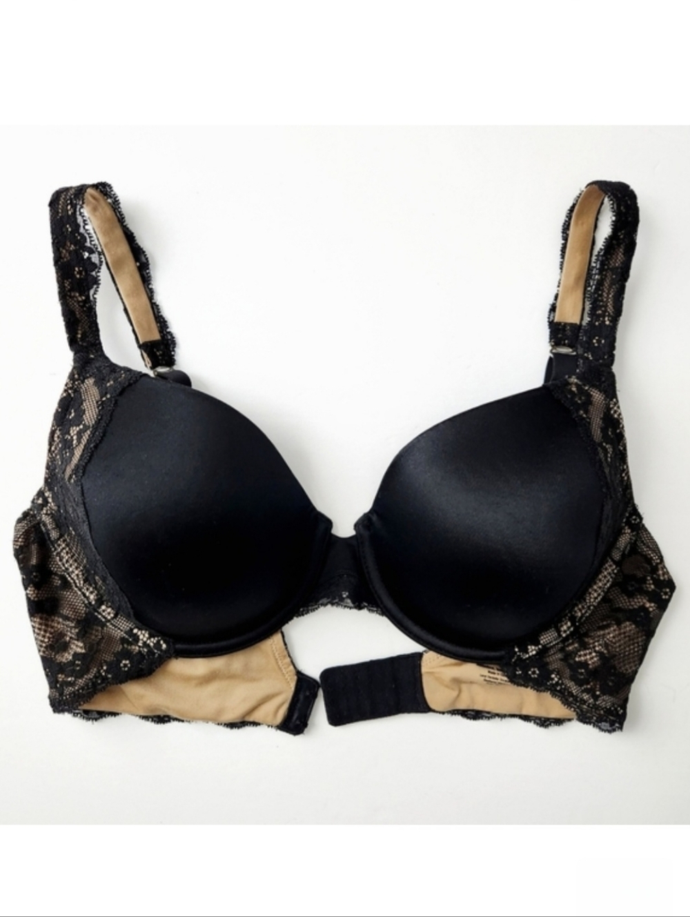 Maidenform Black Lightly Padded Bra With Underwire, Nude / Lace, Size 36C
